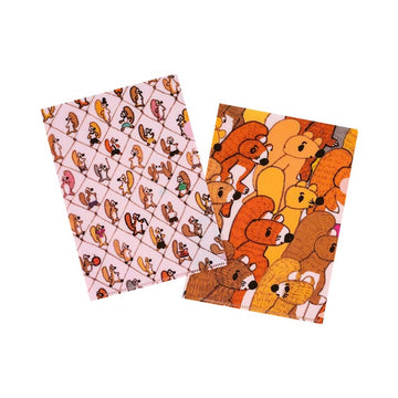 Hobonichi | Set de 2 Portafolios A5 100%ORANGE (Squirrel Squadron)