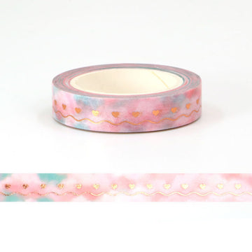 MZW | Foil Blue Pink Cloud Heart Ripples Washi Tape