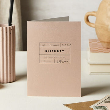 Katie Leamon | Birthday Stamp Pink Greeting Card