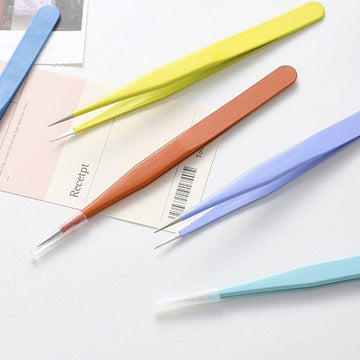 Mo Card | Orange Straight Metal Tweezers