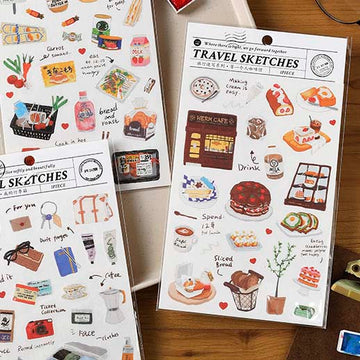 Infeel.me | Travel Sketches Coffee Shop Stickers