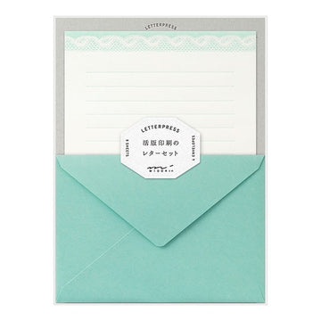 Midori | Set de Cartas Letterpress Aqua