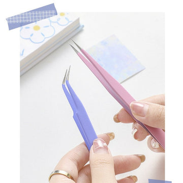 Mo Card | Straight Metallic Tweezers Baby Pink