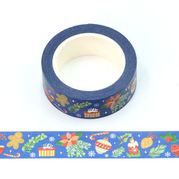 MZW | Foil Blue Christmas Washi Tape