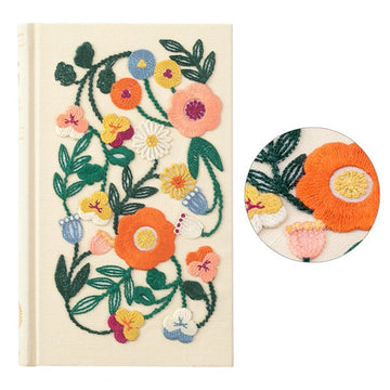 Midori | 5 Year Diary Embroidered Flower Beige
