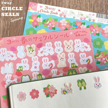 RyuRyu | Pegatinas 3 Way Circle Cherry Blossoms And Rabbit