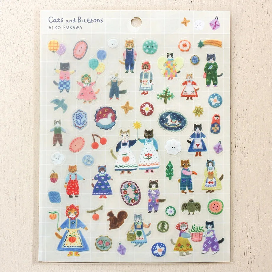 Cozyca | Aiko Fukawa Cats and Buttons Stickers