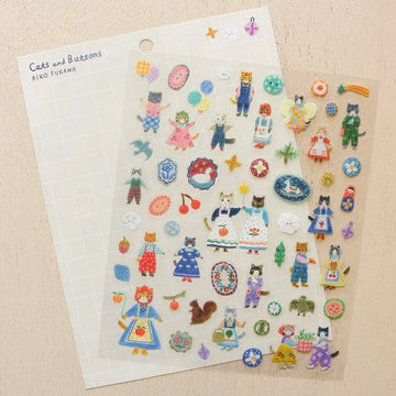 Cozyca | Aiko Fukawa Cats and Buttons Stickers