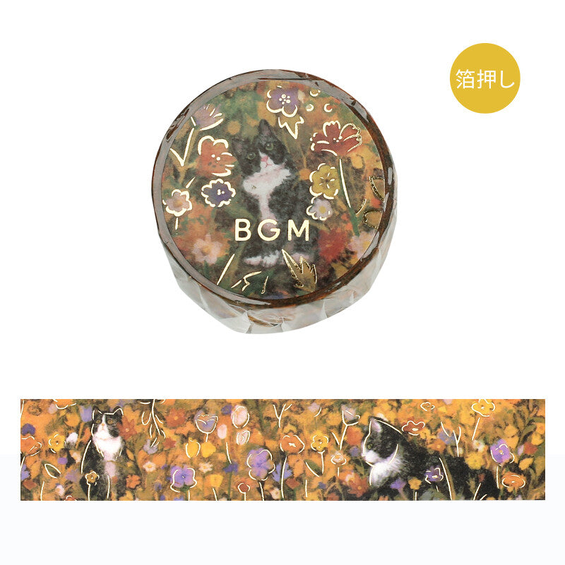 BGM | Foil Flower And Cats Hachiware Cat Washi Tape