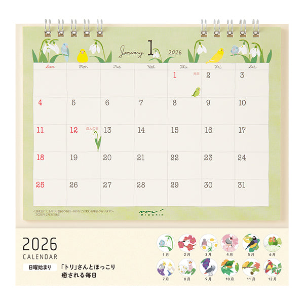 Midori | Calendario de Sobremesa 2026 M Bird