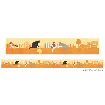 RyuRyu | Cat and Bookshelf Clear Tape