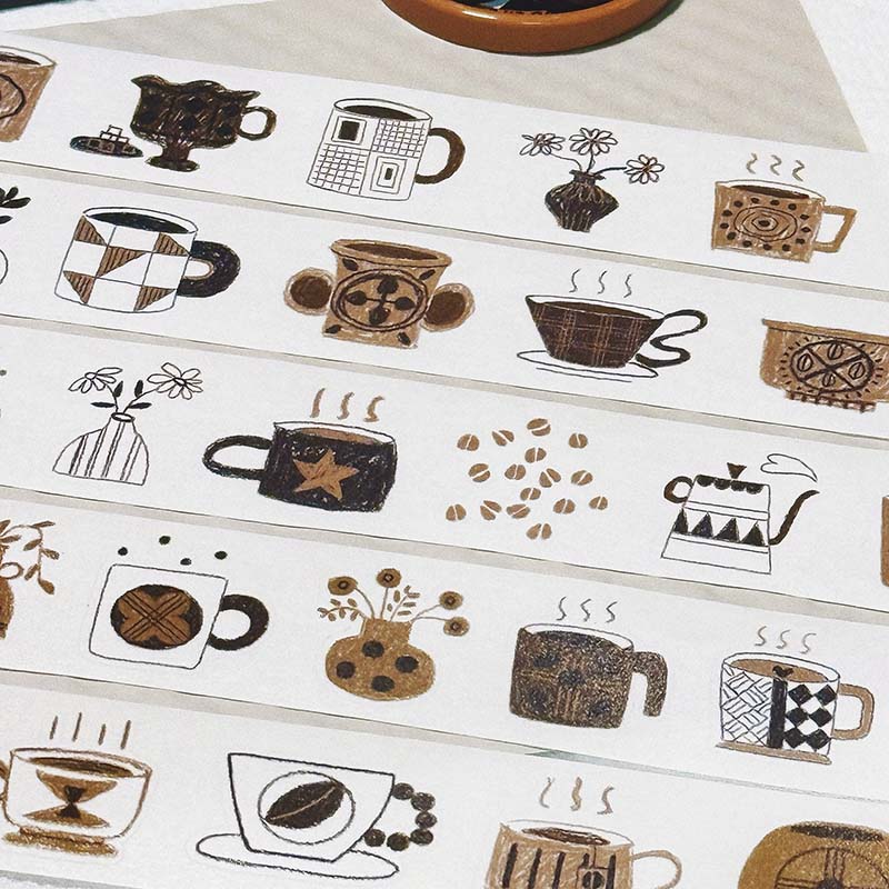 XiYue | Pegatinas en Rollo Elegant Coffee Tea