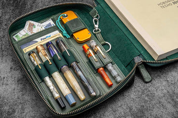 Galen Leather | Funda Expansi-Folio Leather Wide A5 Zip Folio Crazy Horse Forest Green