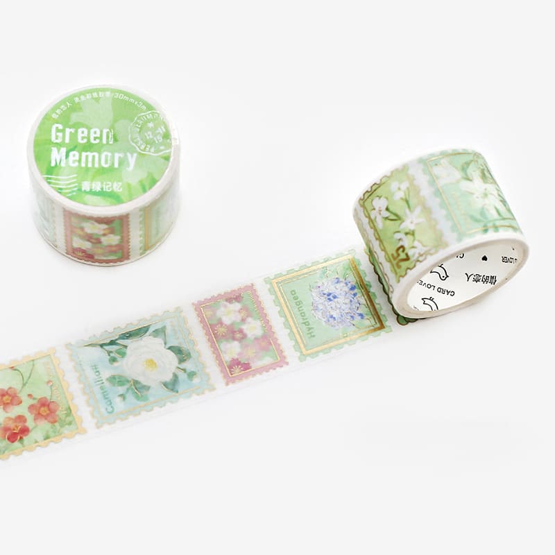 Card Lover | Floral Post Office Washi Tape Green Memory
