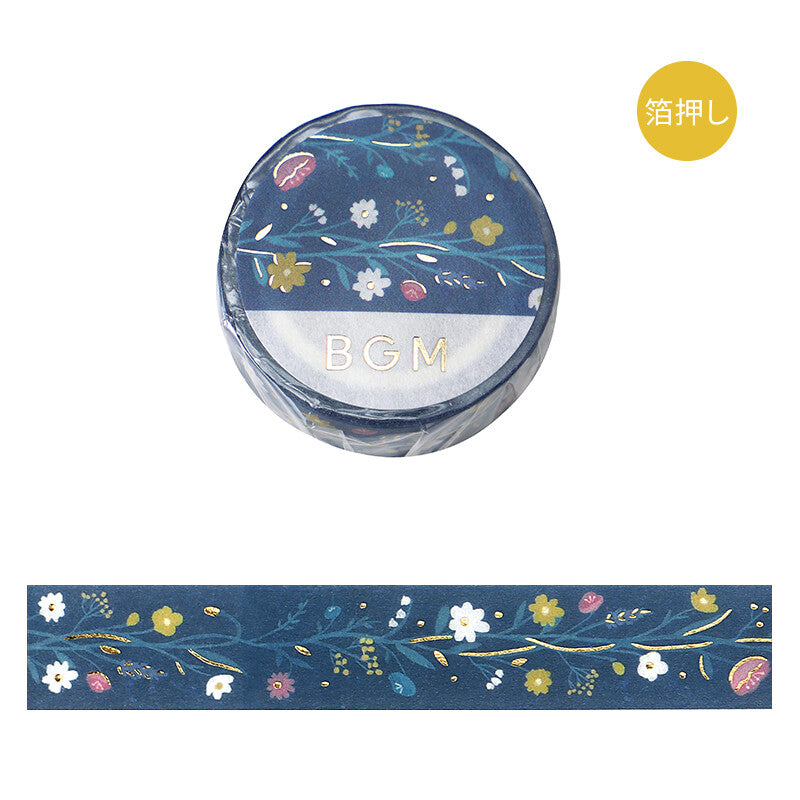 BGM | Foil Flower &amp; Grass Handkerchief Tsuchihatsukana Washi Tape