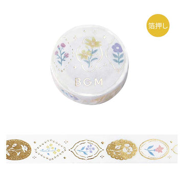 BGM | Foil Flower & Grass Handkerchief Flower Brooch Washi Tape