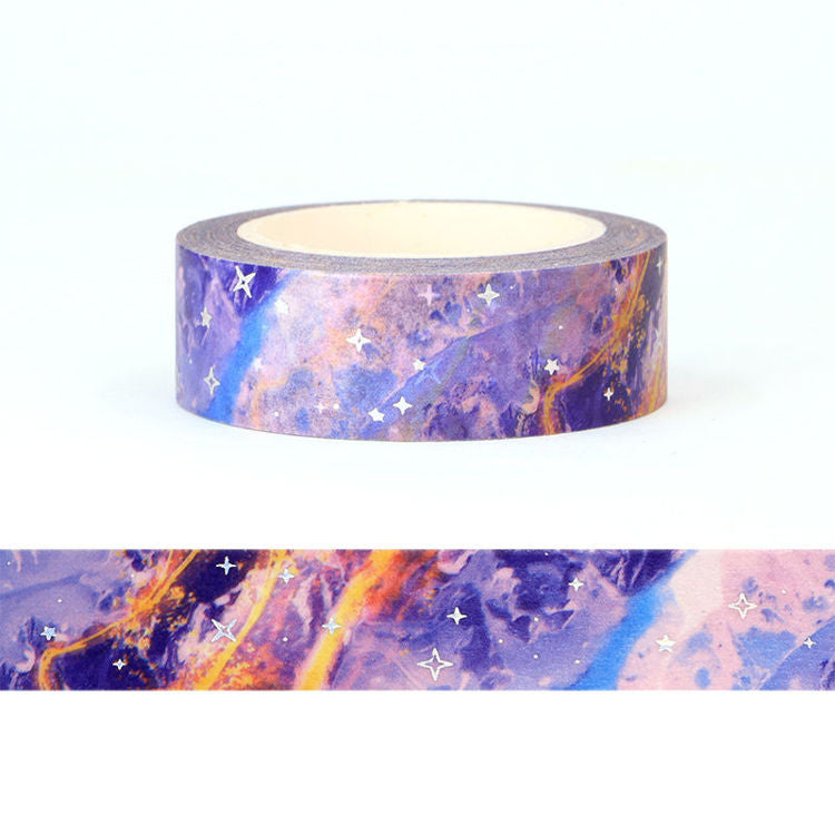 MZW | Foil Blue Purple Galaxy Cloud Washi Tape
