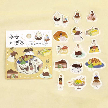 BGM | Pegatinas Girl And Coffee Shop Chocolate Milk