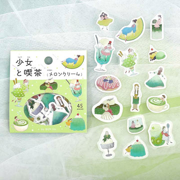 BGM | Pegatinas Girl And Coffee Shop Melon Cream