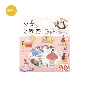 BGM | Pegatinas Girl And Coffee Shop Strawberry