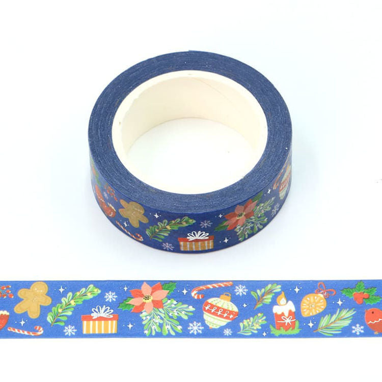 MZW | Foil Blue Christmas Pattern Washi Tape