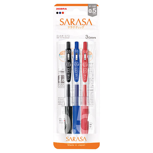 Zebra | Set de 3 Bolígrafos Gel Sarasa Clip 0.5mm