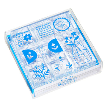 King Jim | Set de 6 Sellos Transparentes Kori Jirushi Flower Set