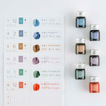 Hobonichi | Set de Mini Tintas Tintero Kakimori x TSUKI no IRO (Jul-Dec)
