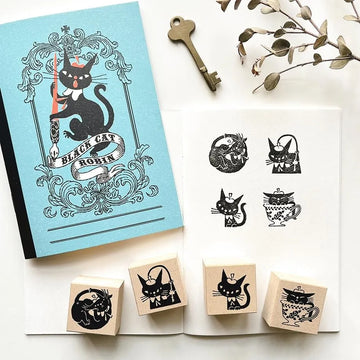 Cozyca | Cuaderno Stamp A6 Kuroneko Design Black Cat Robin