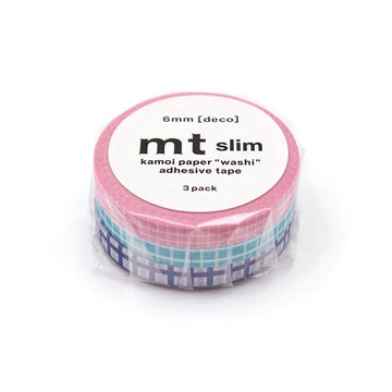 MT Masking Tape | Grid Slim Washi Tape (Set de 3)