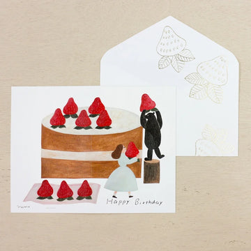 Cozyca | Strawberry Cake Necktie Greeting Card