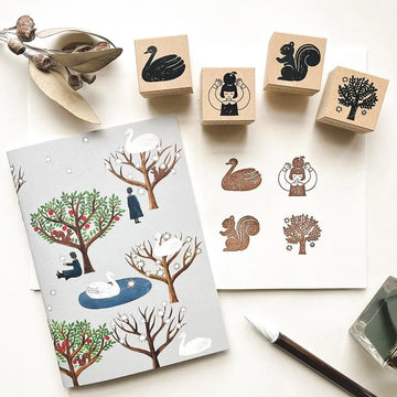 Cozyca | Cuaderno Stamp A6 Nishi Shuku Swan Forest