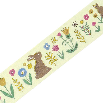 BGM | Foil Nordic Forest Flowers and Rabbit Washi Tape