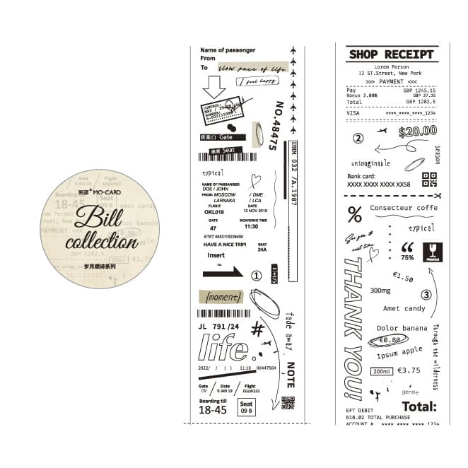 Mo Card | Ode To The Years Washi Tape Bill Collection