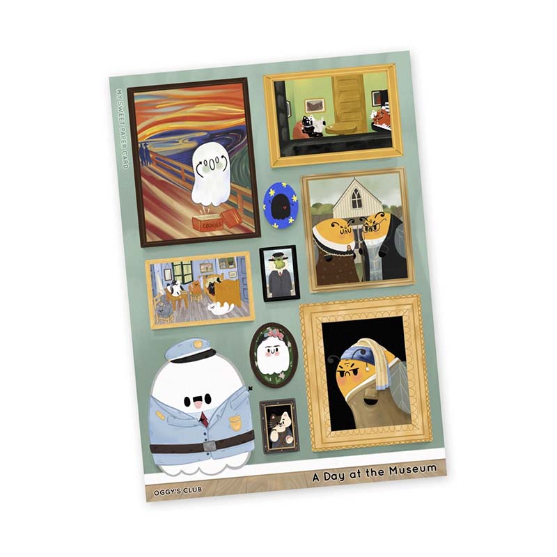 My Sweet Paper Card | Pegatinas Oggy's Club A Day At the Museum
