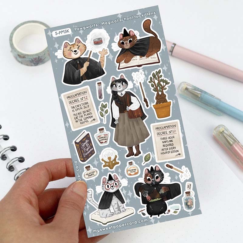 My Sweet Paper Card | Pegatinas Pawgwarts Magical School For Kittens