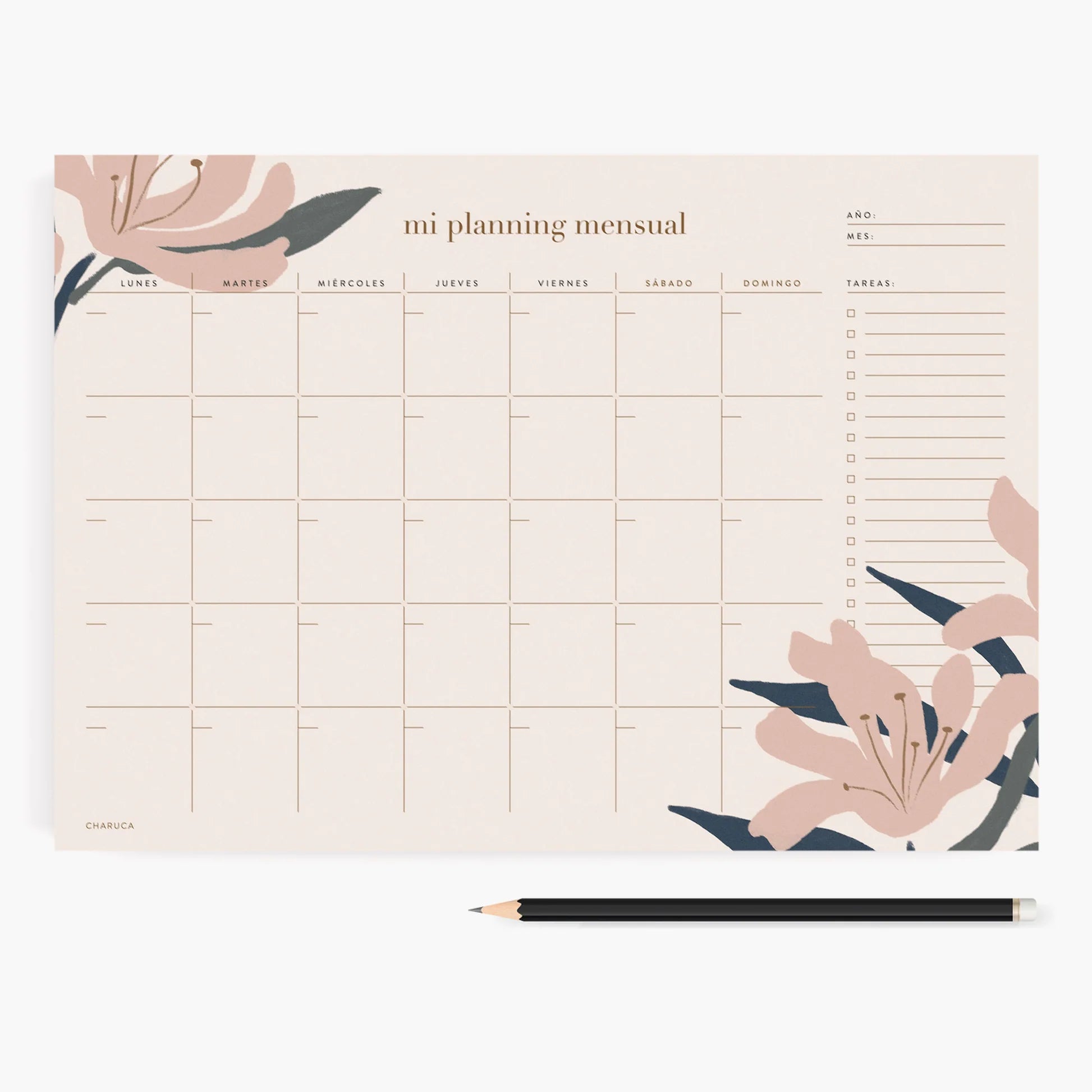 Charuca | Planificador A4 Blue Bloom Mensual