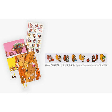 Hobonichi | Cinta Decorativa Deco Rush Plus x Hobonichi Squirrel Squadron by 100%ORANGE