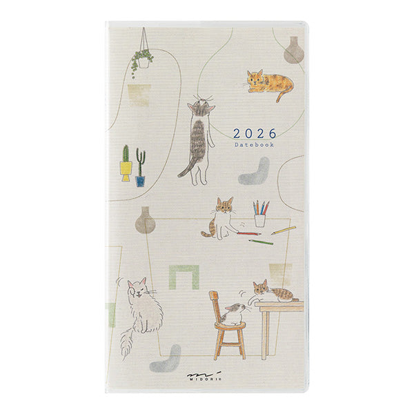 Midori | Agenda Pocket Slim Cat 2026 (Mensual)