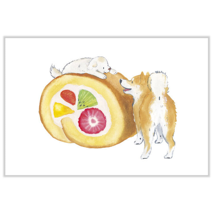 Active | Shiba Inu Fruit Roll Cake Postcard