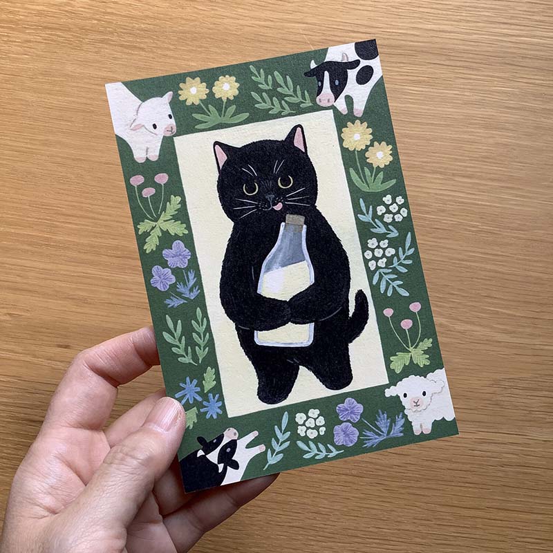 4legs | Postcard cat in a picture book New4 Black Cat