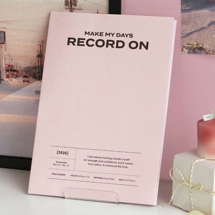 Iconic | Agenda Record On A4 2026 Fairy Pink (Mensual)