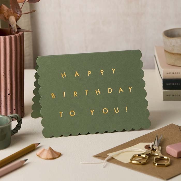 Katie Leamon | Tarjeta de Felicitación Scallop Happy Bday To You Green