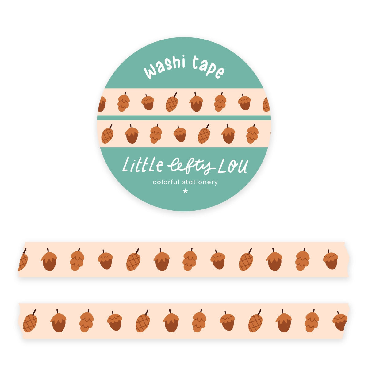 Little Lefty Lou | Slim Acorns Washi Tape