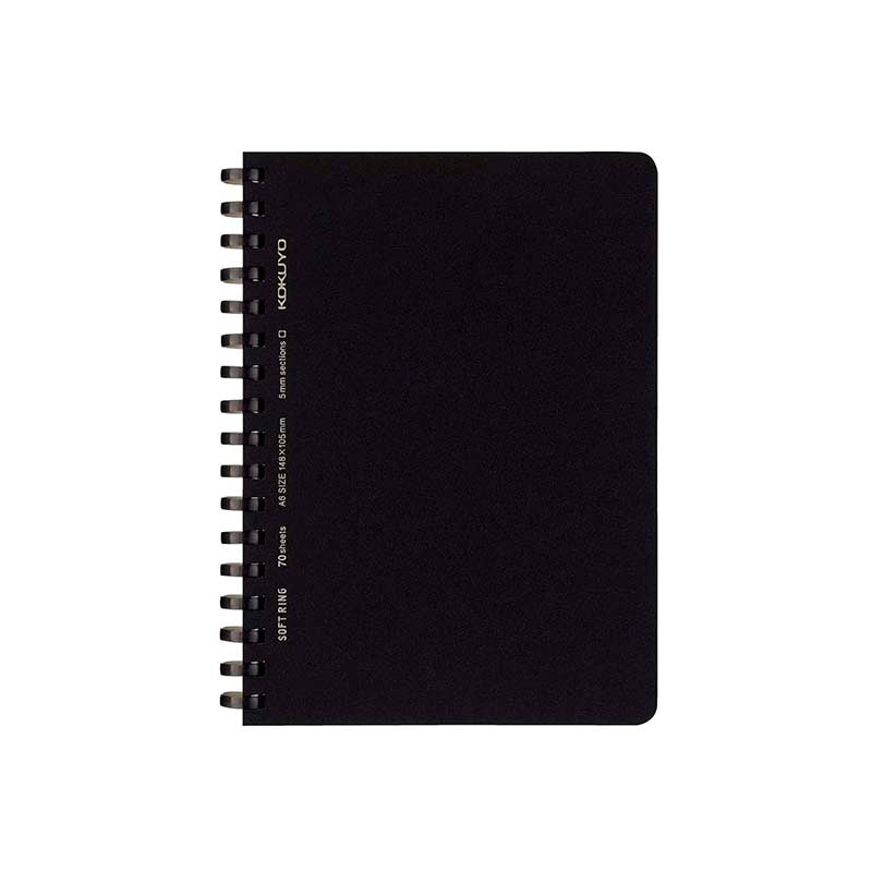 Kokuyo | Cuaderno Soft Ring A6 Black (Cuadros)