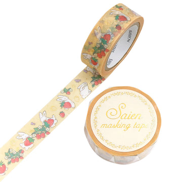 Saien | Foil Strawberry and Rabbit Washi Tape