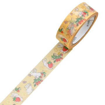 Saien | Foil Strawberry and Rabbit Washi Tape