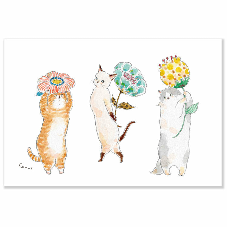 Active | Tokoro Komugi Flower Picking Kitten Postcard