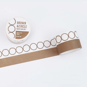 Note For | Basic Hand Drawn Washi Tapes Brown & Circle