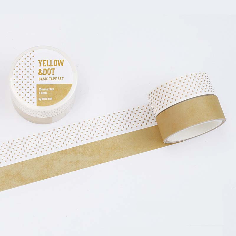 Note For | Basic Hand Drawn Washi Tapes Yellow & Dot